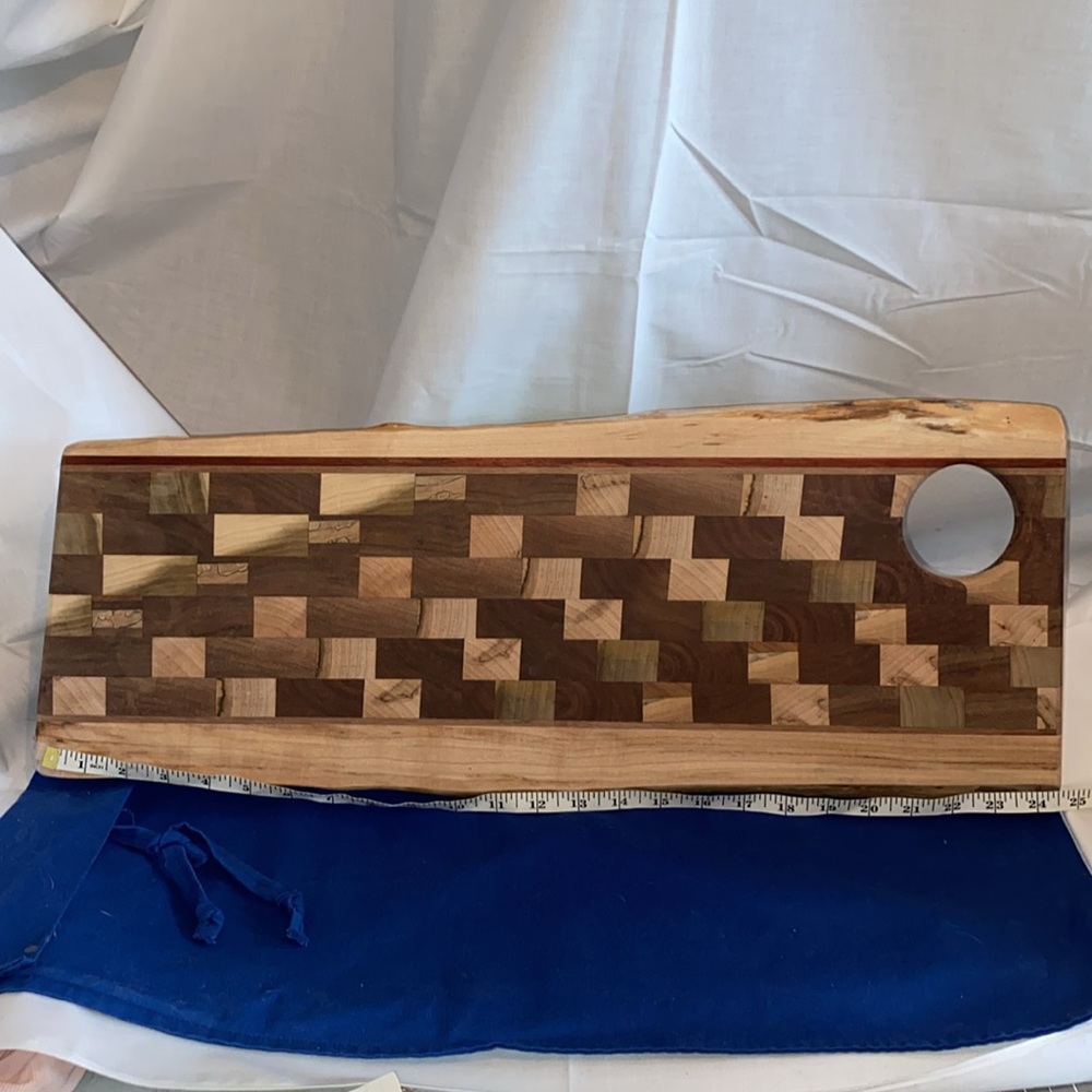 Handcrafted Cutting Board with Geometric Pattern